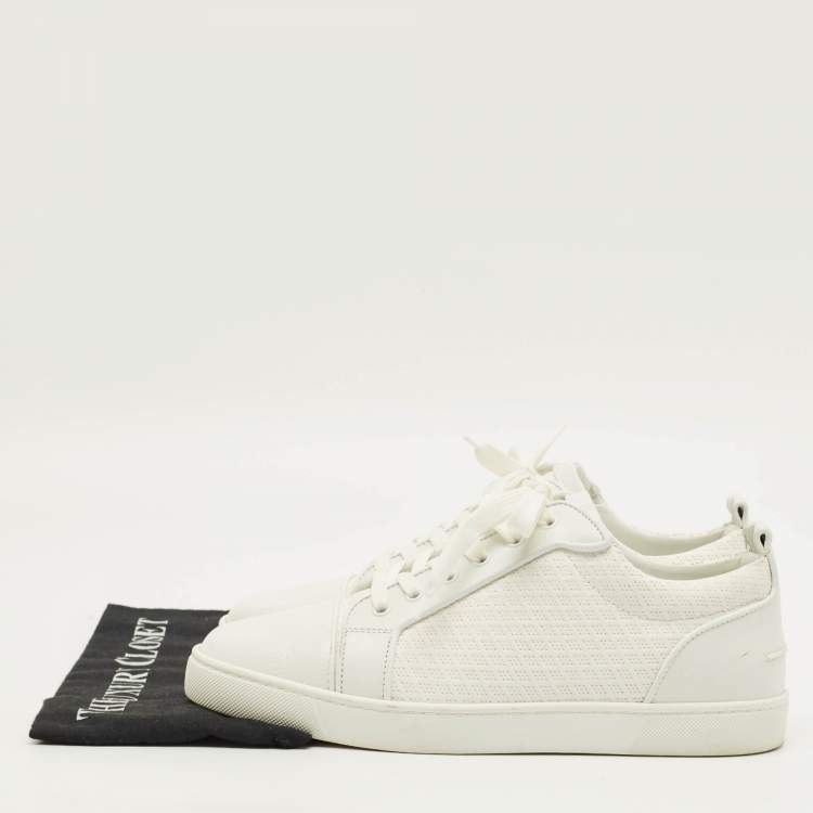 Pre Owned Christian Louboutin Louis Junior Size 43 White Perforated Leather Low Top Sneakers