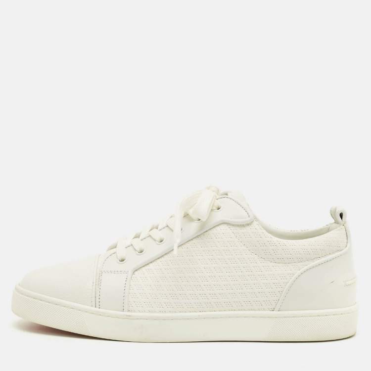 Pre Owned Christian Louboutin Louis Junior Size 43 White Perforated Leather Low Top Sneakers