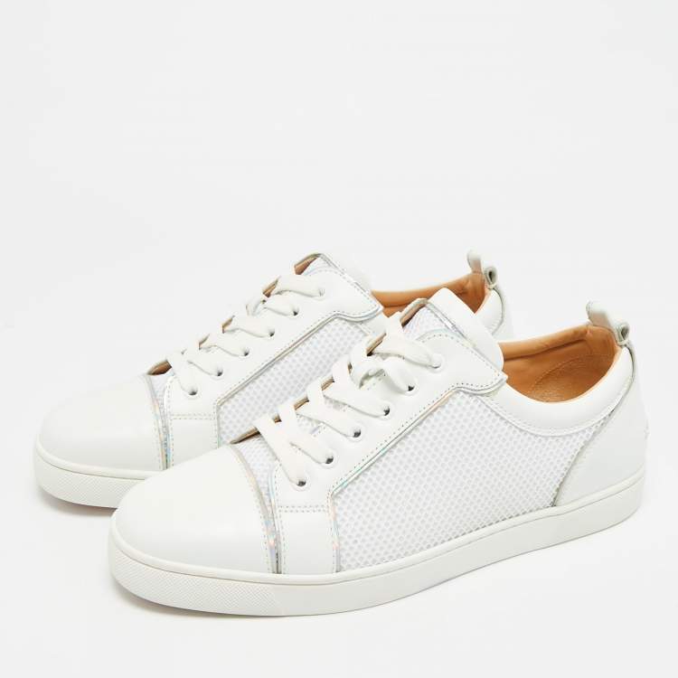 Pre Owned Christian Louboutin Louis Junior Size 43 White Leather and Mesh Low Top Sneakers