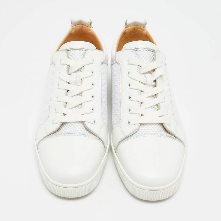 Pre Owned Christian Louboutin Louis Junior Size 43 White Leather and Mesh Low Top Sneakers