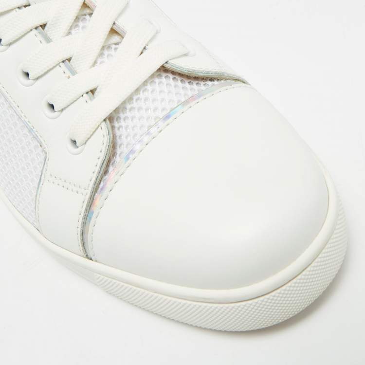 Pre Owned Christian Louboutin Louis Junior Size 43 White Leather and Mesh Low Top Sneakers