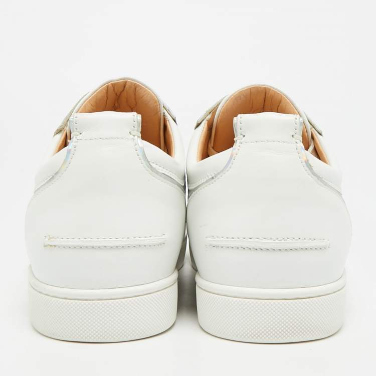 Pre Owned Christian Louboutin Louis Junior Size 43 White Leather and Mesh Low Top Sneakers
