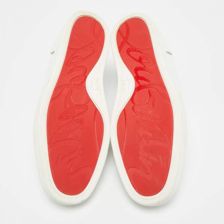 Pre Owned Christian Louboutin Louis Junior Size 43 White Leather and Mesh Low Top Sneakers