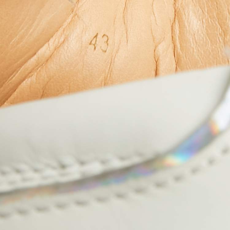 Pre Owned Christian Louboutin Louis Junior Size 43 White Leather and Mesh Low Top Sneakers