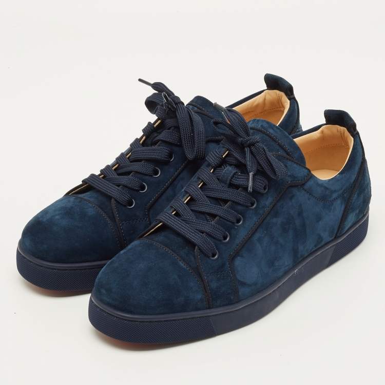 Pre Owned Christian Louboutin Fun Louis Junior Size 43 Navy Blue Suede Low Top Sneakers