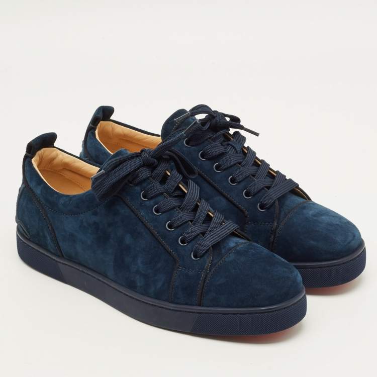 Pre Owned Christian Louboutin Fun Louis Junior Size 43 Navy Blue Suede Low Top Sneakers