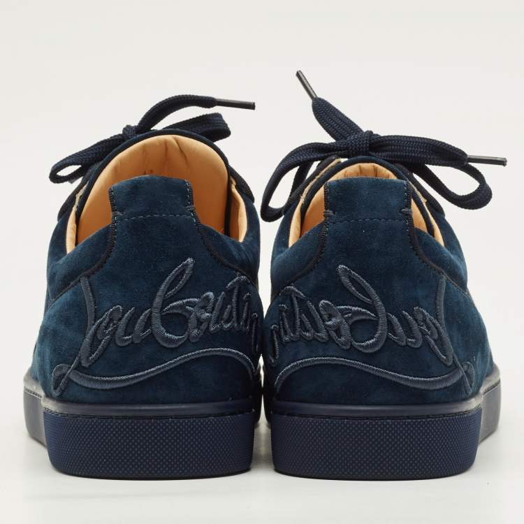 Pre Owned Christian Louboutin Fun Louis Junior Size 43 Navy Blue Suede Low Top Sneakers