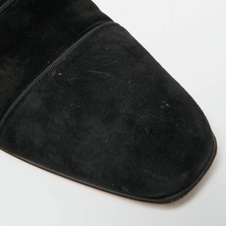 Pre Owned Christian Louboutin Greggo Size 42.5 Black Suede Lace Up Oxford Shoes