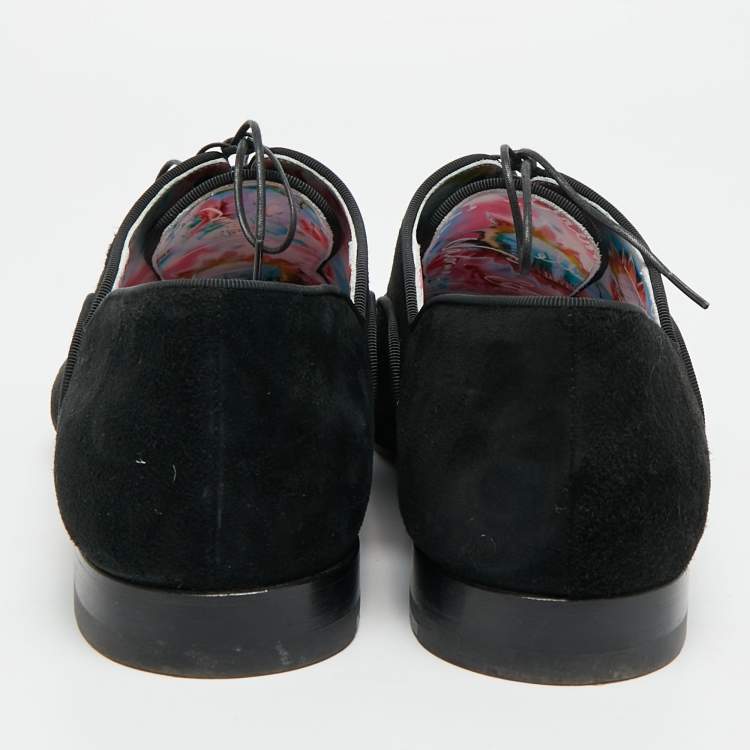 Pre Owned Christian Louboutin Greggo Size 42.5 Black Suede Lace Up Oxford Shoes