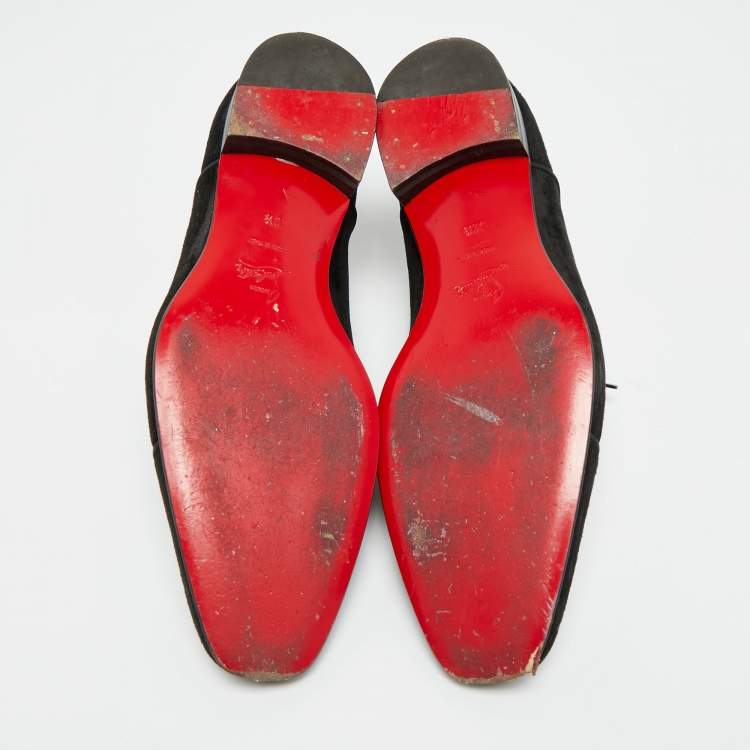 Pre Owned Christian Louboutin Greggo Size 42.5 Black Suede Lace Up Oxford Shoes