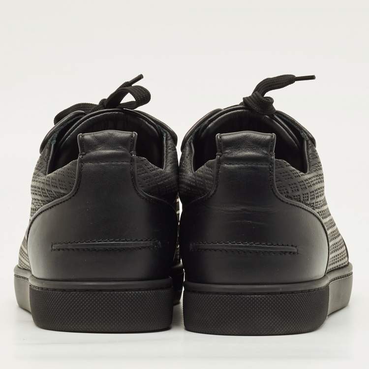 Pre Owned Christian Louboutin Louis Junior Size 43 Black Embossed Leather Low Top Sneakers