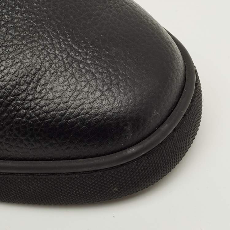 Pre Owned Christian Louboutin Louis Junior Size 43 Black Embossed Leather Low Top Sneakers