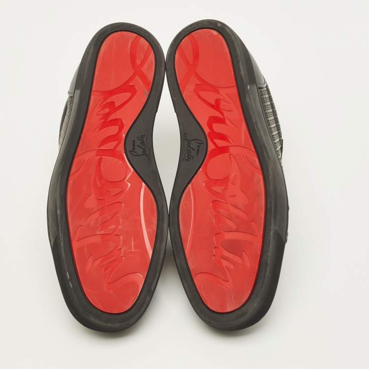 Pre Owned Christian Louboutin Louis Junior Size 43 Black Embossed Leather Low Top Sneakers