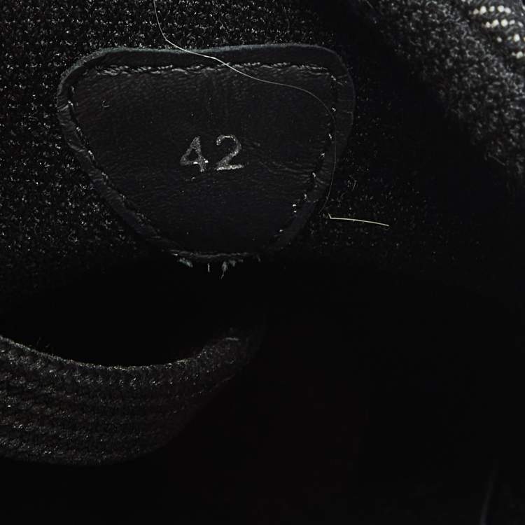 Pre Owned Christian Louboutin Louis Junior Size 42 Black Denim studded Lace Up Sneakers