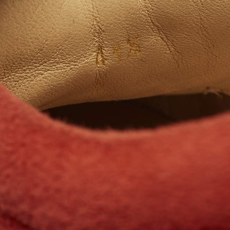 Pre Owned Christian Louboutin Louis Junior Size 41.5 Red Suede Lace Up Sneakers