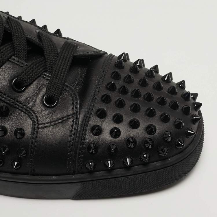 Pre Owned Christian Louboutin Louis Spikes Size 42.5 Black Leather High Top Sneakers