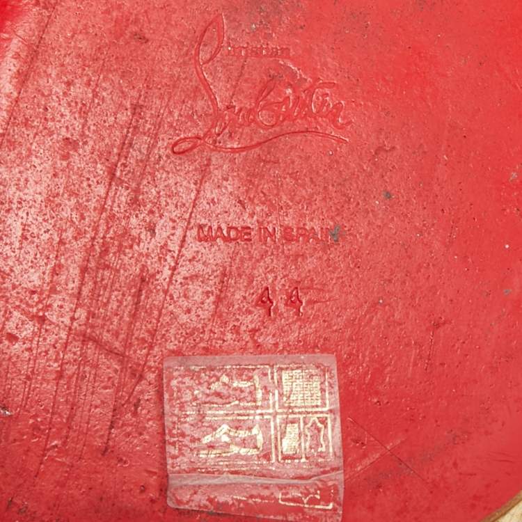 Pre Owned Christian Louboutin Nanou Crest Size 44 Orange Canvas Slip On Espadrille Flat