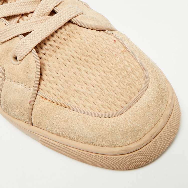Pre Owned Christian Louboutin Rantus Orlato Size 41 Beige Suede High Top Sneakers