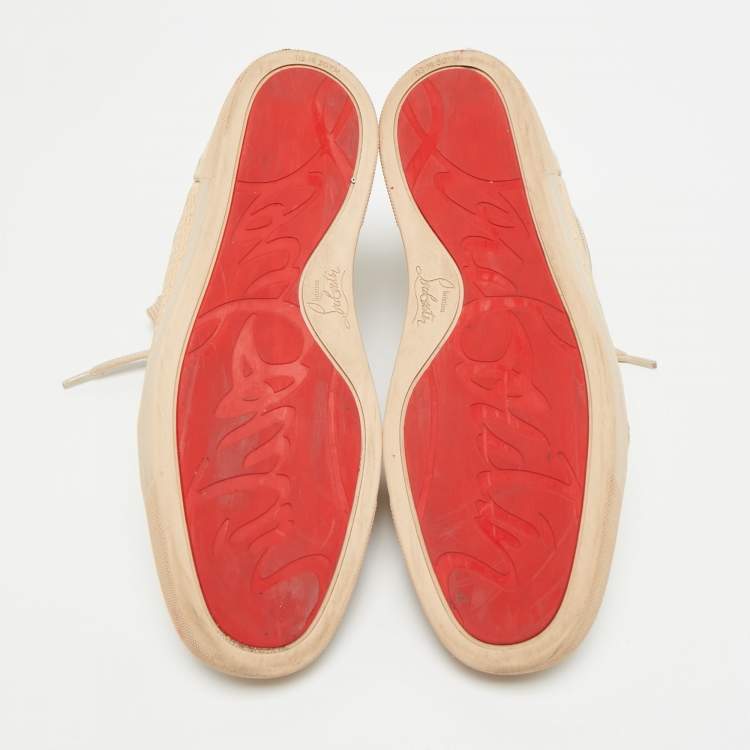 Pre Owned Christian Louboutin Rantus Orlato Size 41 Beige Suede High Top Sneakers