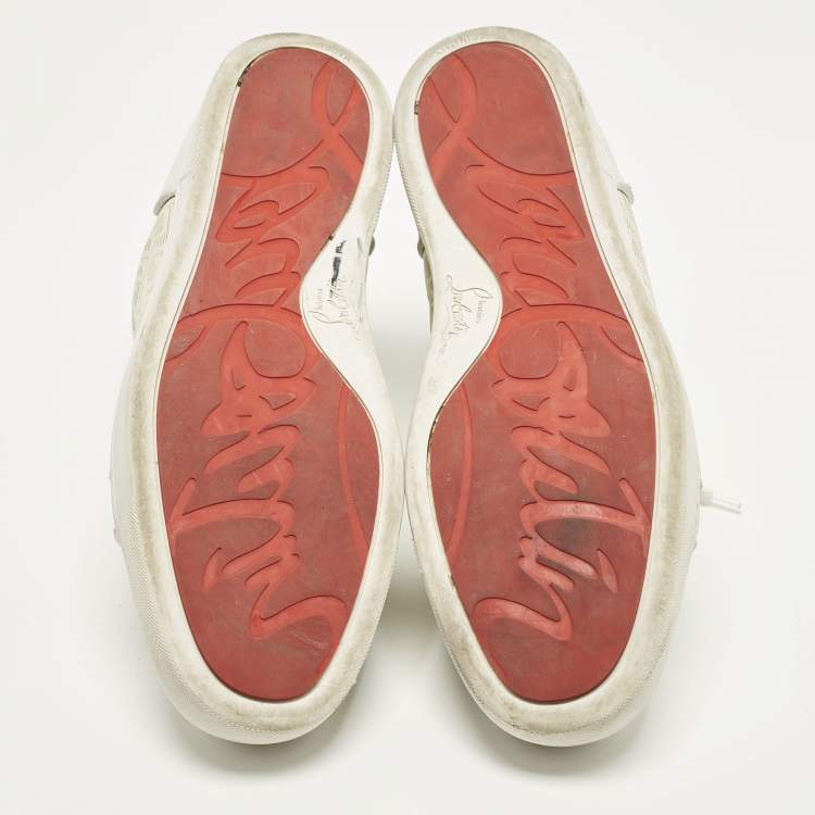 Pre Owned Christian Louboutin Louis Junior Size 45 White Perforated Leather Lace Up Sneakers