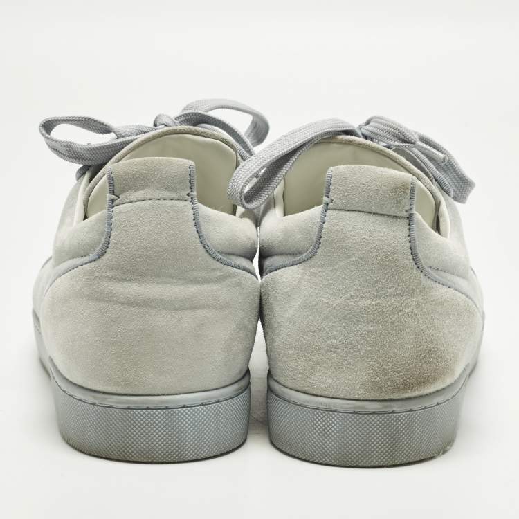 Pre Owned Christian Louboutin Louis Junior Size 45 Sky Blue Suede Low Top Sneakers