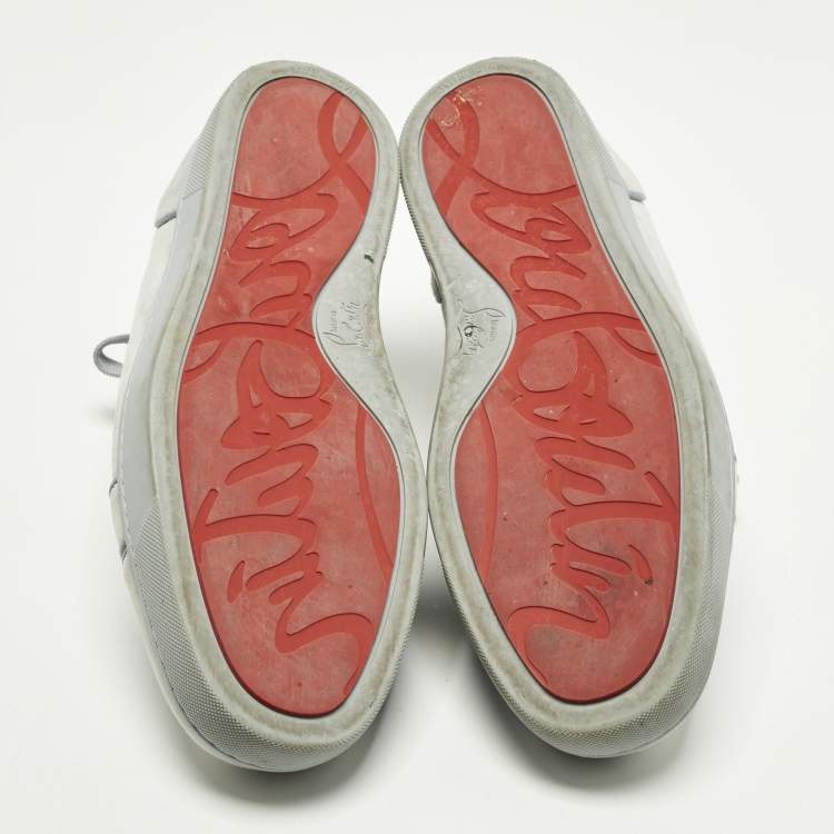 Pre Owned Christian Louboutin Louis Junior Size 45 Sky Blue Suede Low Top Sneakers