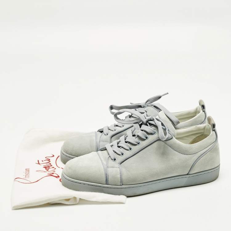 Pre Owned Christian Louboutin Louis Junior Size 45 Sky Blue Suede Low Top Sneakers