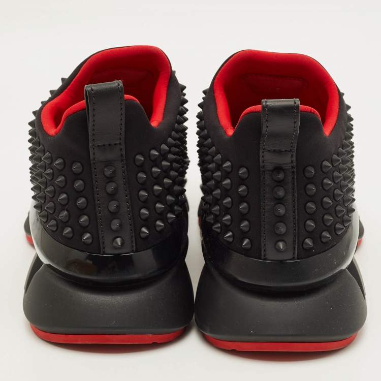 Pre Owned Christian Louboutin Spike sock Size 43 Black Neoprene Low Top Sneakers