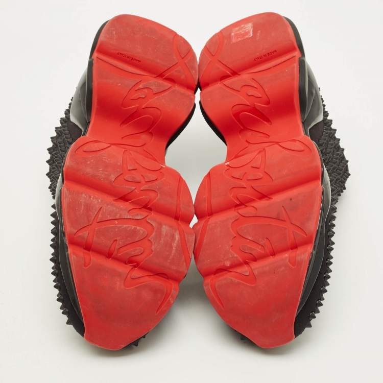 Pre Owned Christian Louboutin Spike sock Size 43 Black Neoprene Low Top Sneakers