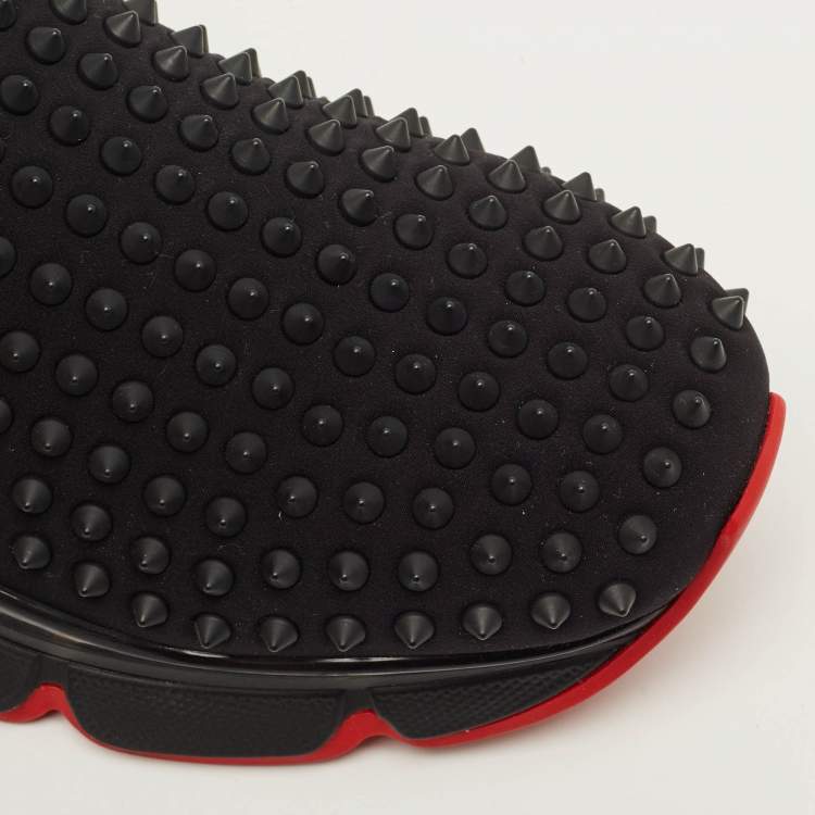 Pre Owned Christian Louboutin Spike sock Size 43 Black Neoprene Low Top Sneakers