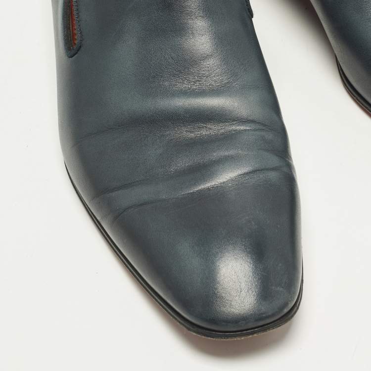 Pre Owned Christian Louboutin Dandelion Grosgrain Size 45 Blue Leather Loafers