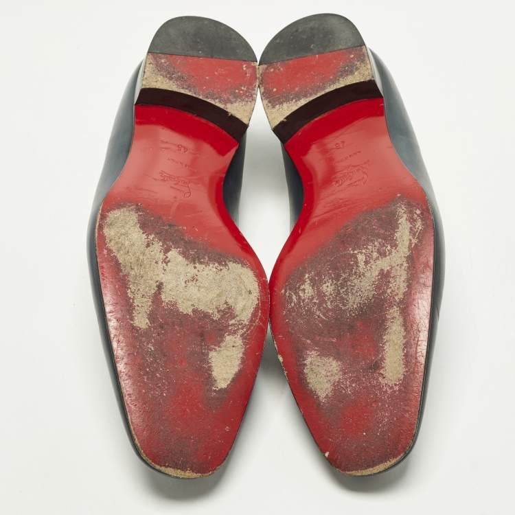 Pre Owned Christian Louboutin Dandelion Grosgrain Size 45 Blue Leather Loafers