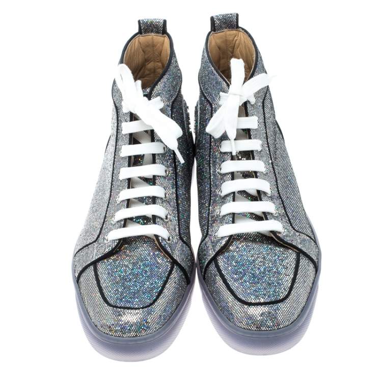 Pre Owned Christian Louboutin Glitter Disco Ball Rantus Orlato High Top Sneakers Size 42.5