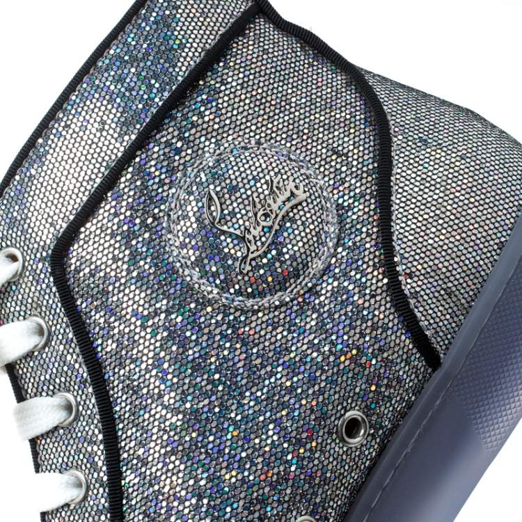 Pre Owned Christian Louboutin Glitter Disco Ball Rantus Orlato High Top Sneakers Size 42.5