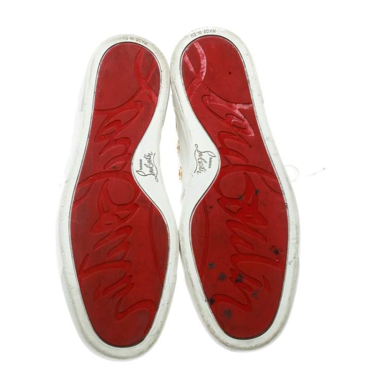 Pre Owned  Christian Louboutin White Leather  Alfibully High Top Sneakers Size 42.5