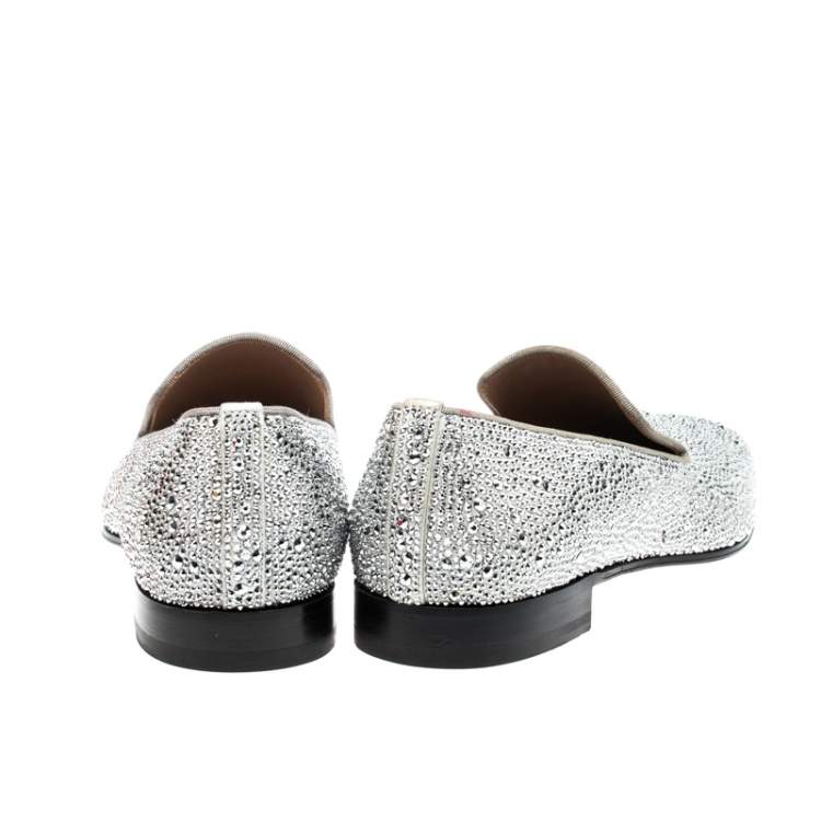 Pre Owned Christian Louboutin Swarovski Dandelion Strass Loafers Size 42