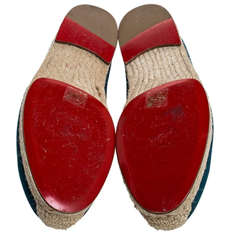 Pre Owned Christian Louboutin Blue Canvas Eos Espadrilles Size 40