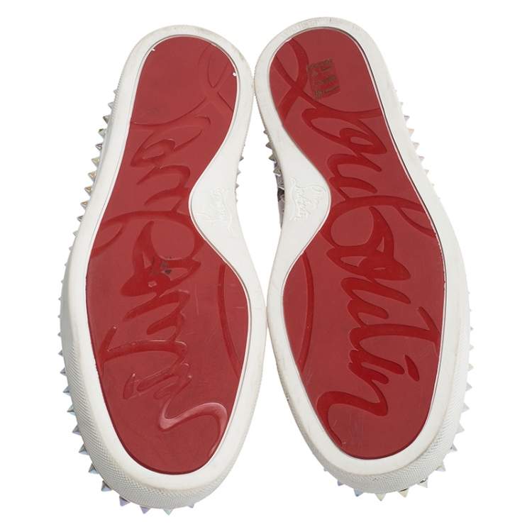 Pre Owned Christian Louboutin Multicolor Kiss Print Canvas Pik Boat Slip On Sneakers Size 41