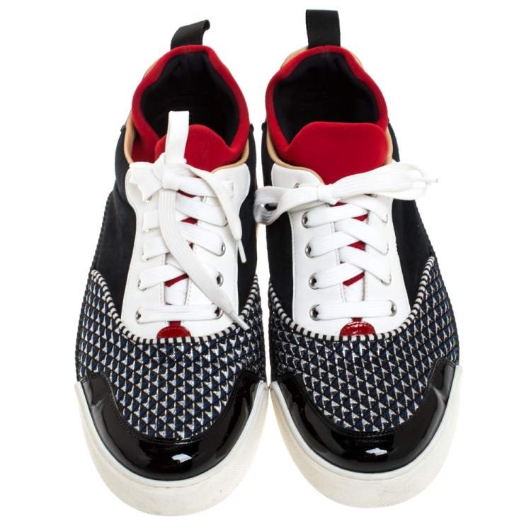 Pre Owned Christian Louboutin Multicolor Leather And Fabric Aurelian Low Top Sneakers Size 42.5