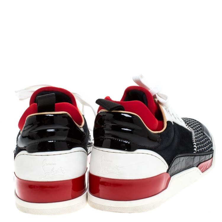 Pre Owned Christian Louboutin Multicolor Leather And Fabric Aurelian Low Top Sneakers Size 42.5