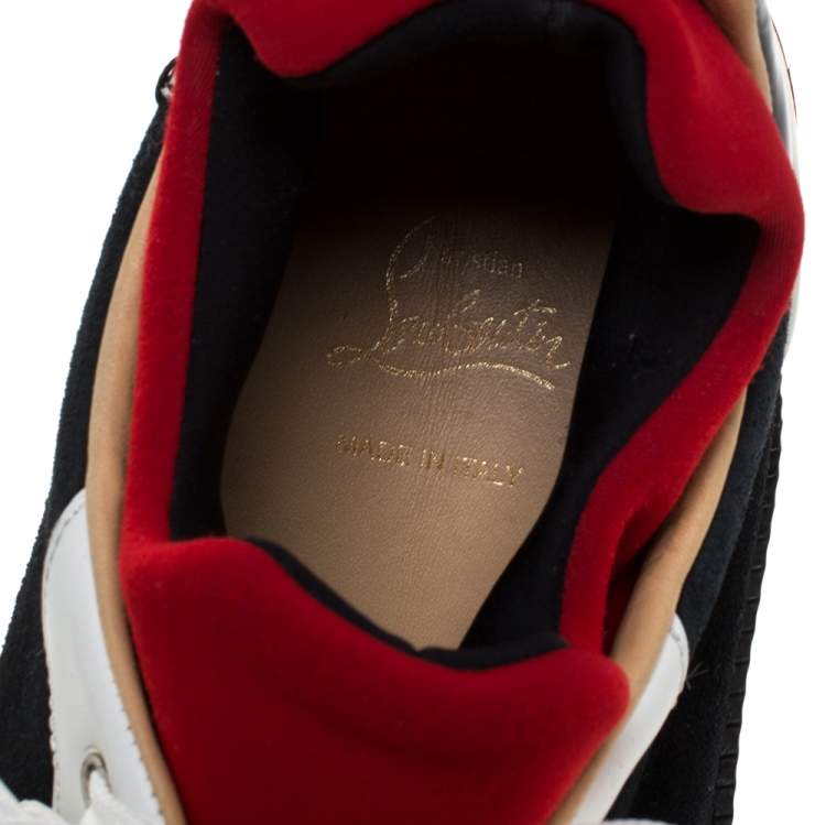 Pre Owned Christian Louboutin Multicolor Leather And Fabric Aurelian Low Top Sneakers Size 42.5