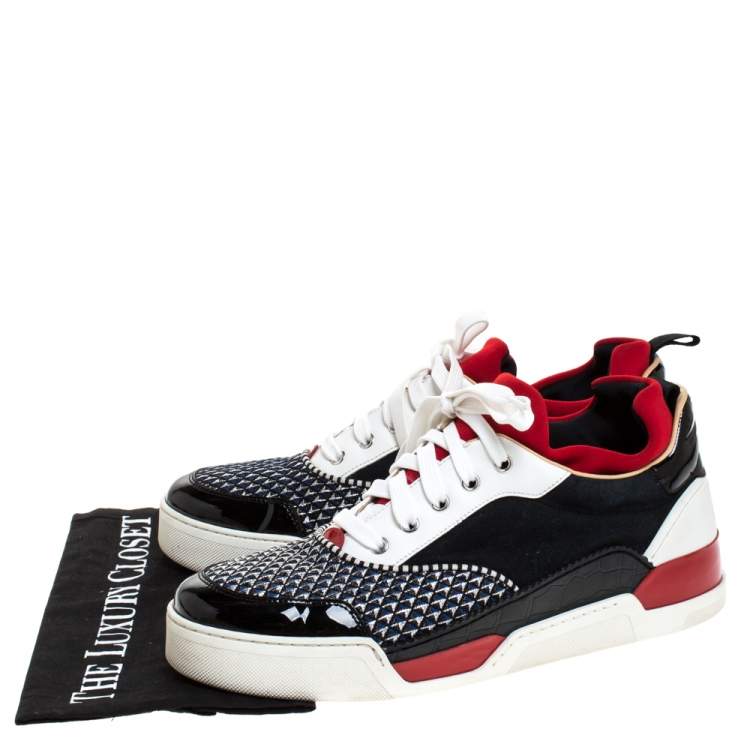 Pre Owned Christian Louboutin Multicolor Leather And Fabric Aurelian Low Top Sneakers Size 42.5