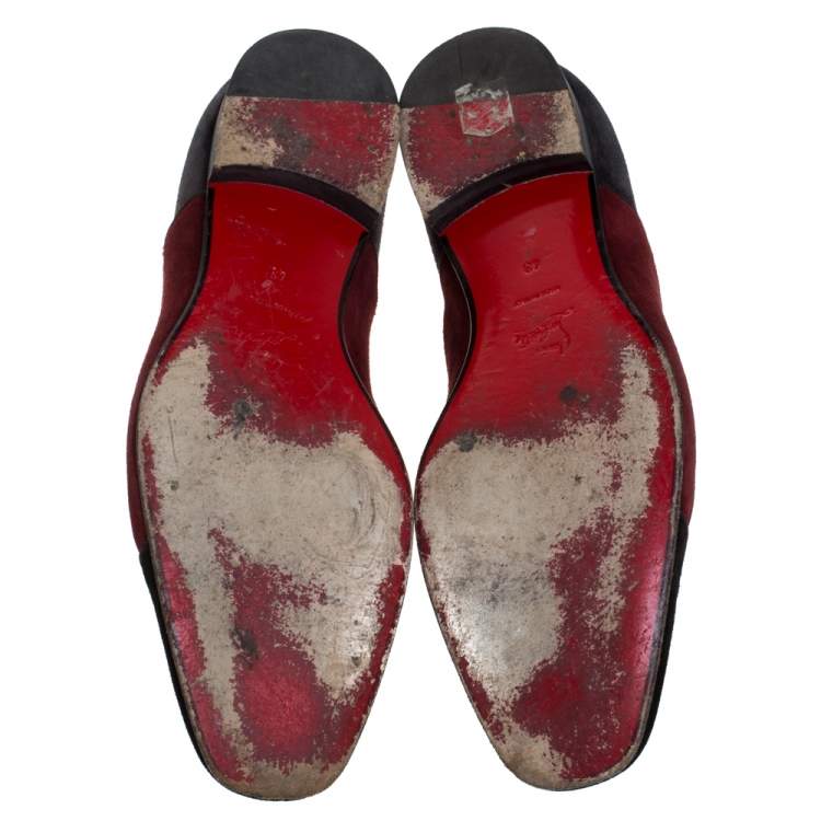 مملوكة مسبقًا Christian Louboutin Blue/Black Suede Leather And Fabric Alpha Male Oxfords Size 43