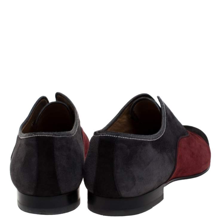 مملوكة مسبقًا Christian Louboutin Blue/Black Suede Leather And Fabric Alpha Male Oxfords Size 43