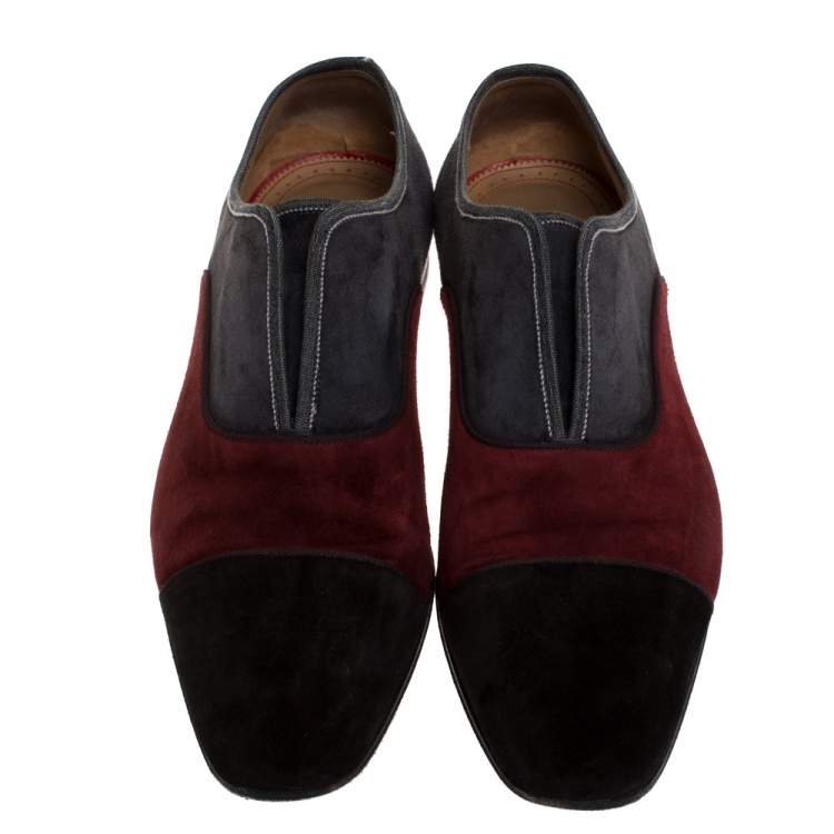 مملوكة مسبقًا Christian Louboutin Blue/Black Suede Leather And Fabric Alpha Male Oxfords Size 43