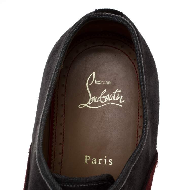مملوكة مسبقًا Christian Louboutin Blue/Black Suede Leather And Fabric Alpha Male Oxfords Size 43