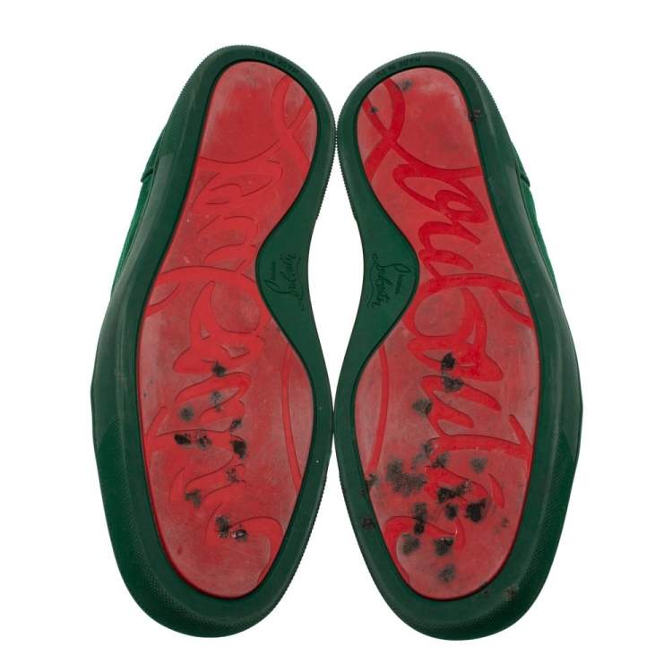 Pre Owned Christian Louboutin Green Suede Leather Low Top Sneakers Size 41.5