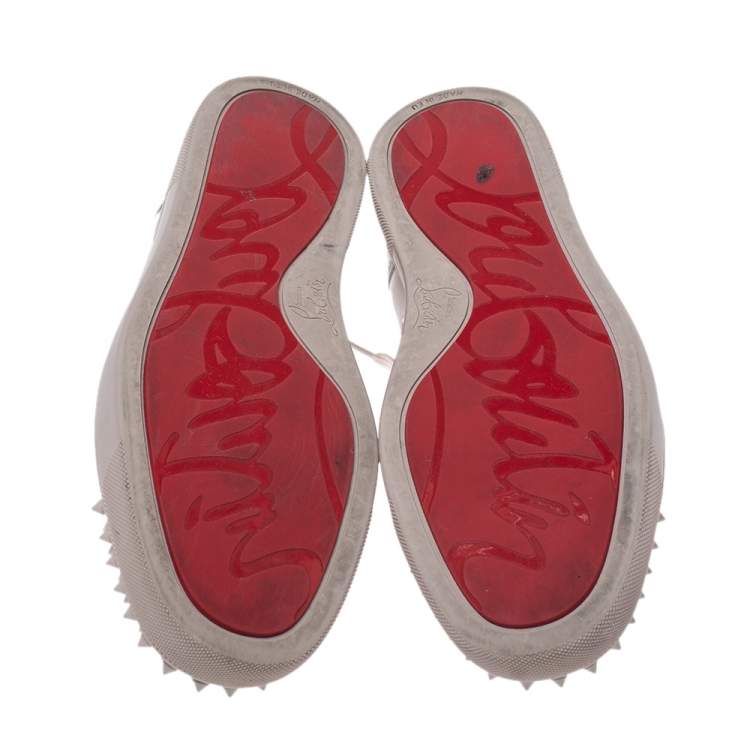 Pre Owned Christian Louboutin Off-White Leather Vieira Spiked Orlato Low Top Sneakers Size 42