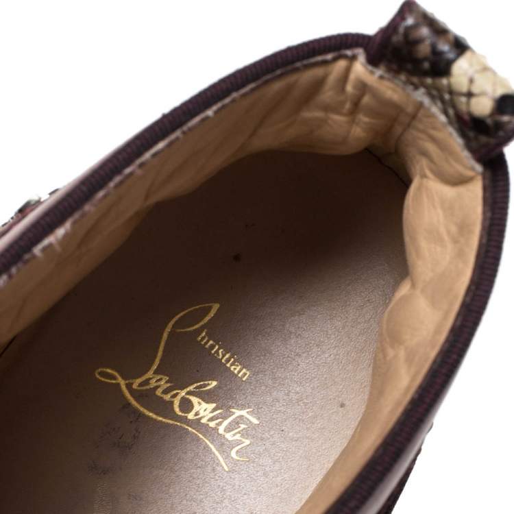 مملوكة مسبقًا Christian Louboutin Multicolor Suede, Leather And Python Louis Orlato Lace Up Sneakers Size 43