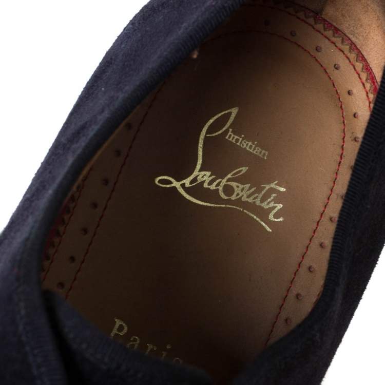 Pre Owned Christian Louboutin Two Tone Suede and Felt Alpha Male Slip On Oxford Loafers Size 43